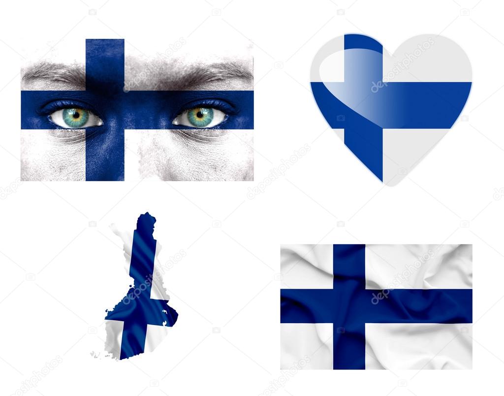 Set of various Finland flags