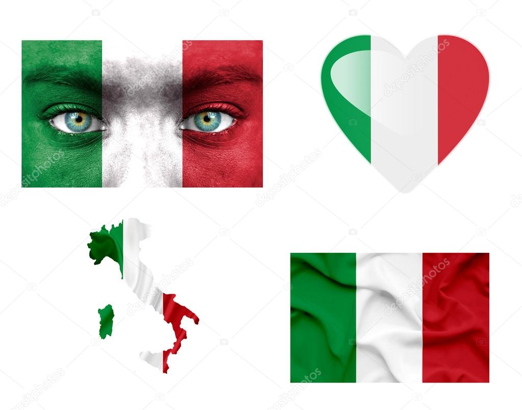 Set of various Italy flags