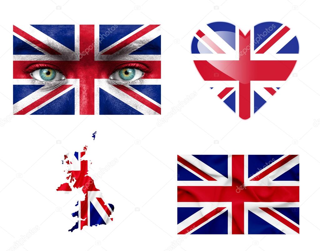 Set of various United Kingdom flags