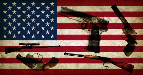 USA flag and weapons — Stock Photo, Image