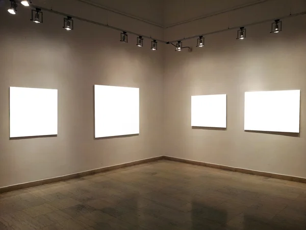 Gallery walls with blank frames — Stock Photo, Image