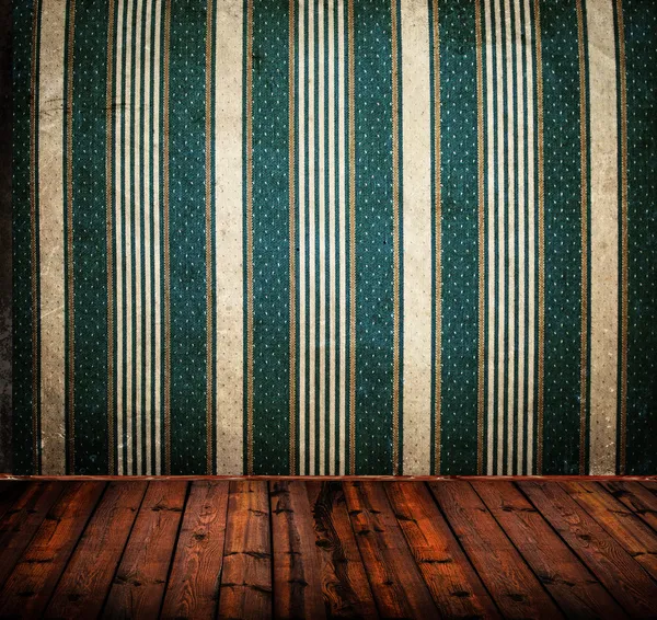 Lege oude grunge kamer met vintage damast muur textuur — Stockfoto