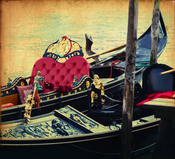 Vintage-Bild von Gondeln in Venedig — Stockfoto