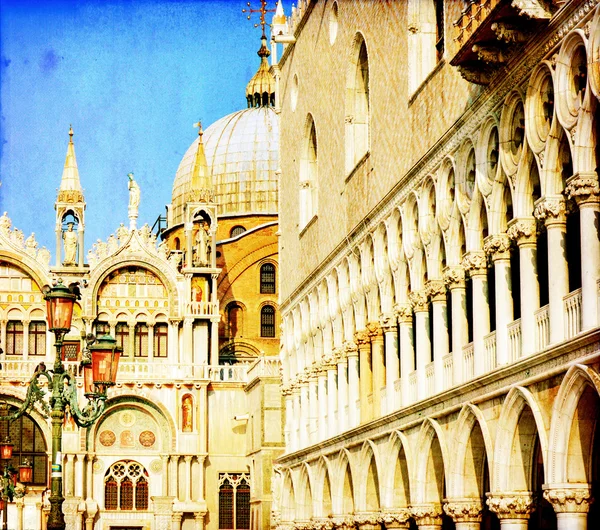 Ročník obrázek san marco náměstí - Benátky Itálie — Stock fotografie