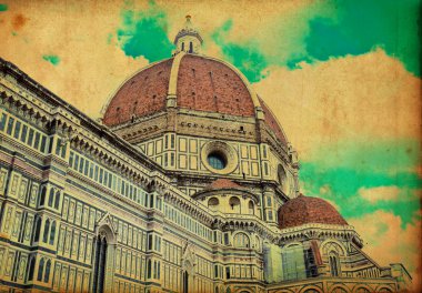 Vintage kartpostal duomo santa Maria del fiore ve campanile fl