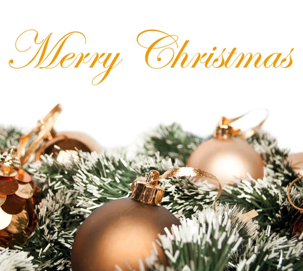 Elszigetelt fehér arany díszek, karácsonyi dekoráció — Stock Fotó