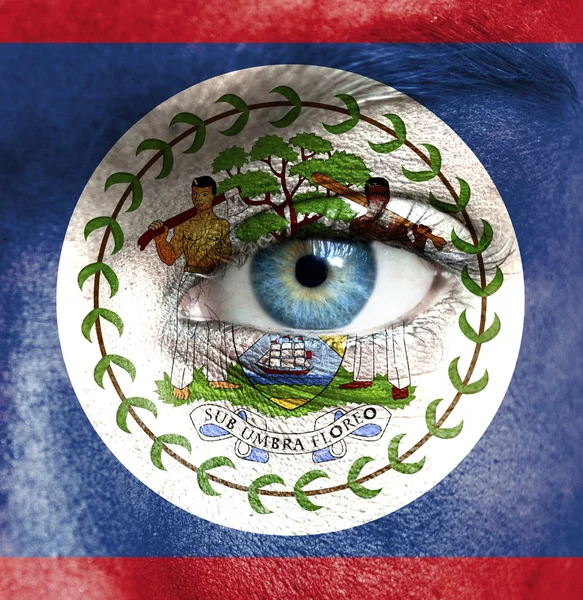 绘与伯利兹国旗的人脸 — 图库照片