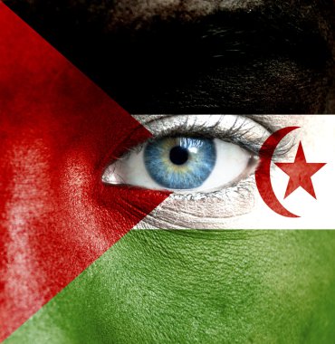 Tanzanya'nın bayrağı ile insan yüzü boyalı