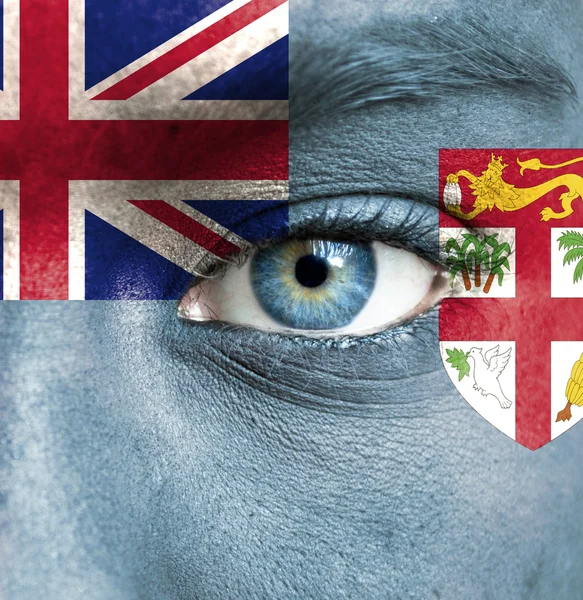 Людське обличчя пофарбовані прапор Фіджі — стокове фото