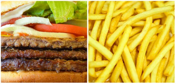 Hamburger and French fries — Stock Photo, Image