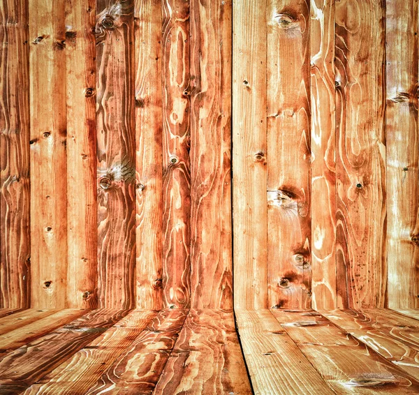 Dřevo pokoj s pozadím panel a podlahy — Stock fotografie