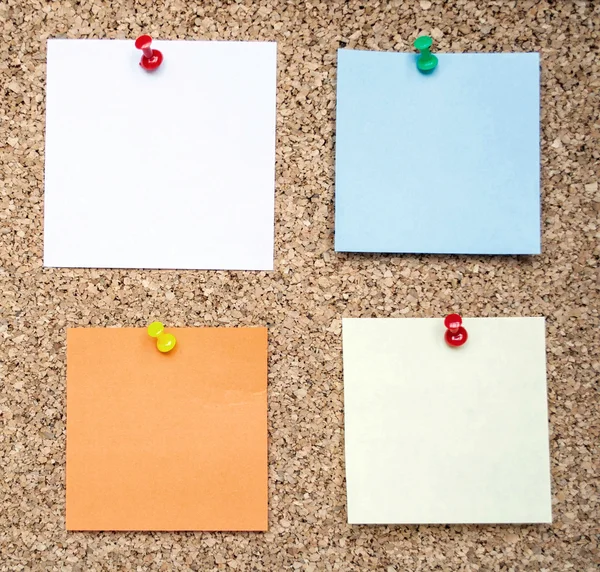 Memo notes on cork board — Stock Photo, Image