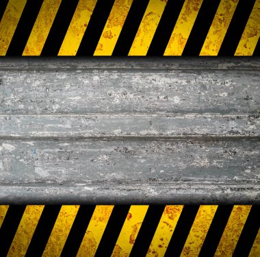 Grunge metal arka plan siyah ve sarı uyarı çizgili