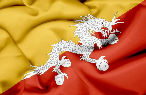 Bhutan viftande flagga — Stockfoto