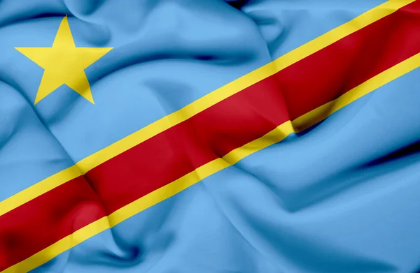 Kongo-Kinshasa viftande flagga — Stockfoto