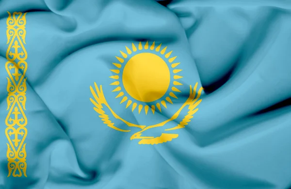 Kazakhstan waving flag — Stock Photo, Image