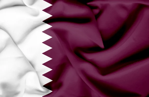 Qatar melambaikan bendera — Stok Foto