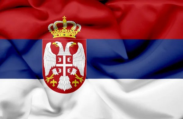 塞尔维亚挥动国旗 — 图库照片