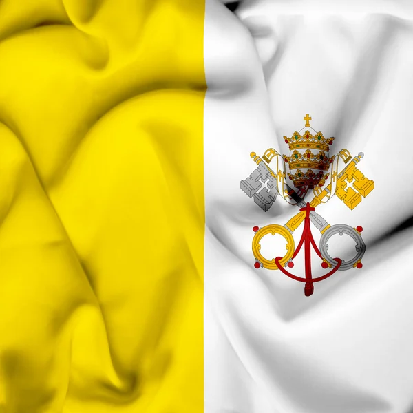 Vatikan bayrağı sallayarak — Stok fotoğraf