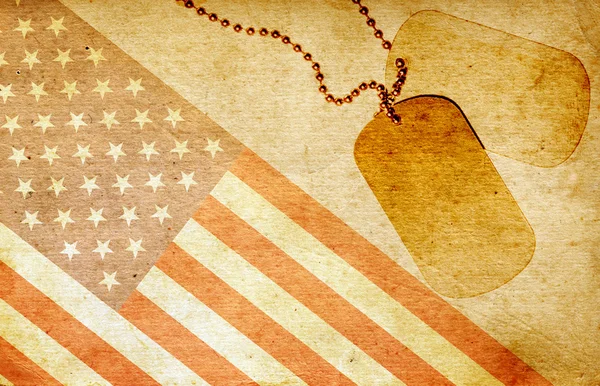 Vintage usa flag und id Tags — Stockfoto