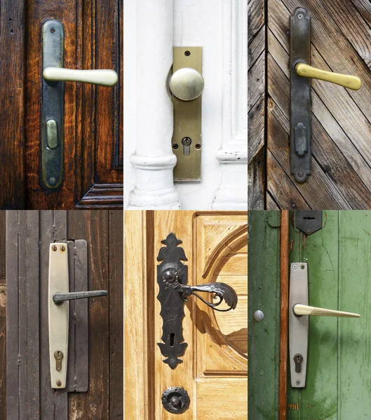 Antique door handles collage — Stock Photo, Image