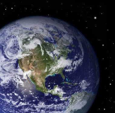 bulutlar atmosfer uzaydan görünümü'Amerika - unsurları ile