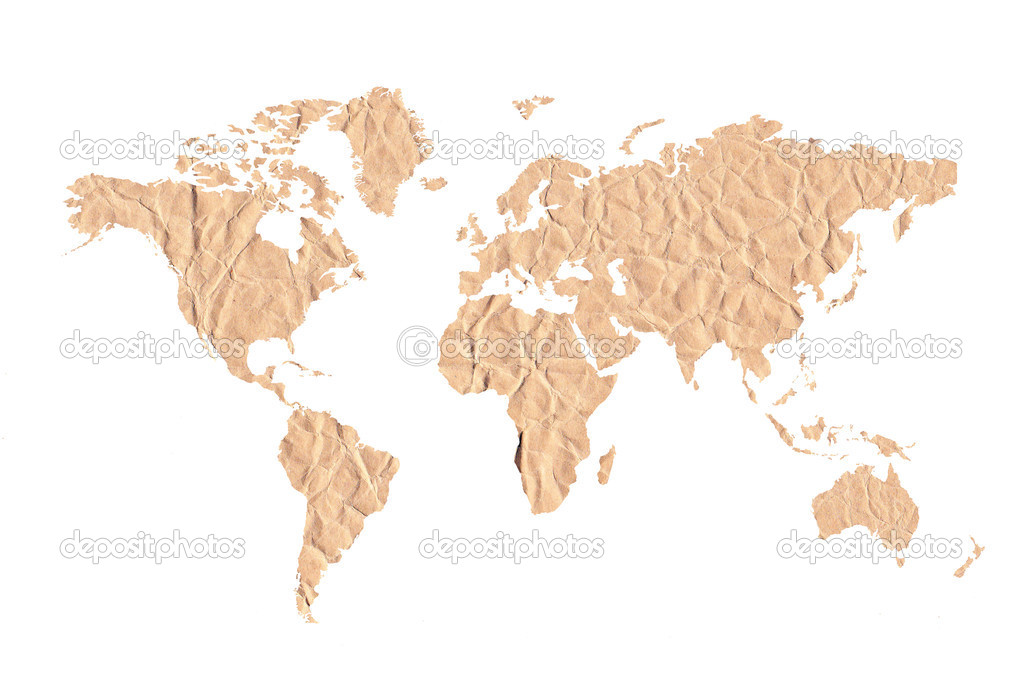Grunge world paper map