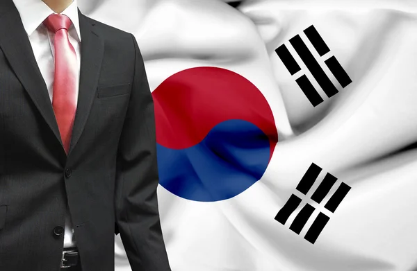 Biznesmen z koncepcyjnego obrazu Korei Południowej — Zdjęcie stockowe