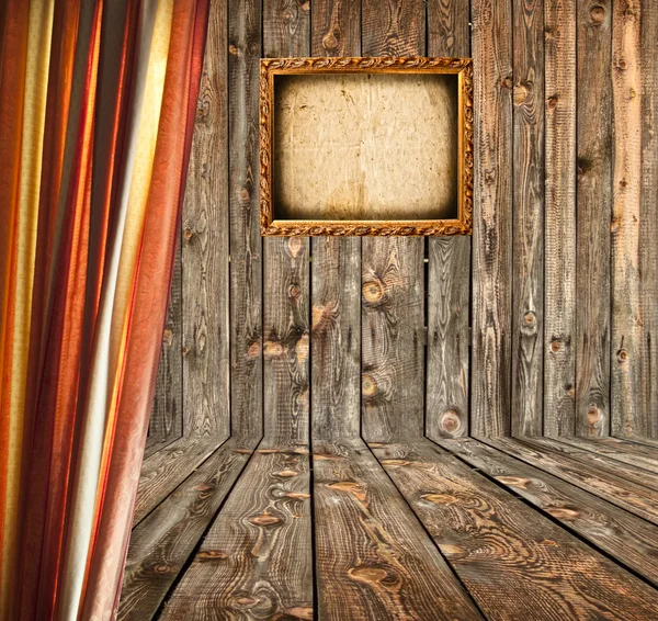 Grunge room with empty photo frame — Stock Photo, Image