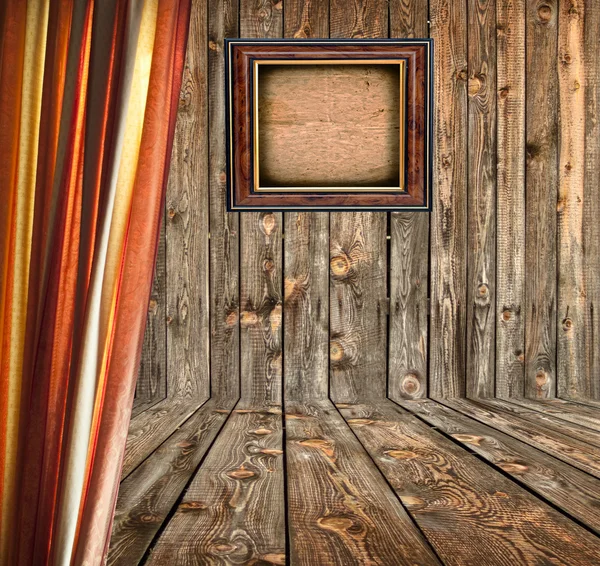 Grunge kamer met leeg fotokader — Stockfoto