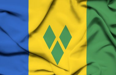 Saint vincent ve Grenadinler bayrak sallayarak