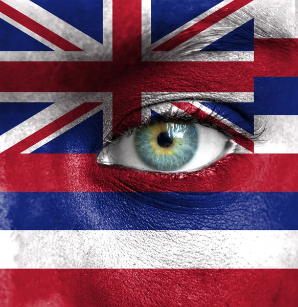 Cara humana pintada con bandera de Hawaii —  Fotos de Stock
