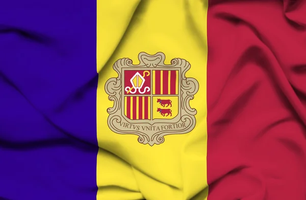 Andorra viftande flagga — Stockfoto