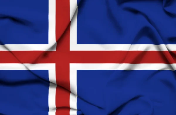 冰岛挥动国旗 — 图库照片
