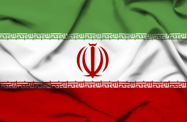 Iran melambaikan bendera — Stok Foto