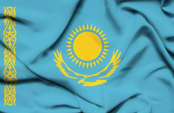 Kasachstan schwenkt Flagge — Stockfoto