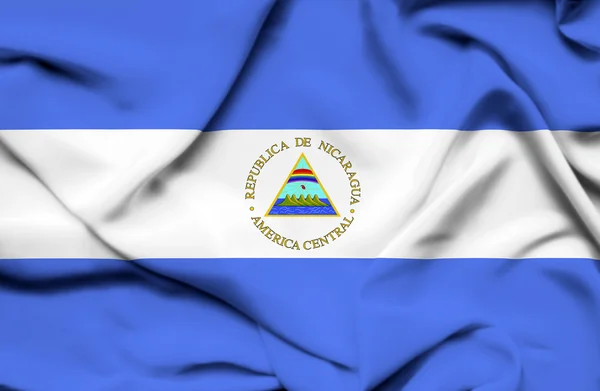 Nikaragua dalgalanan bayrak — Stok fotoğraf