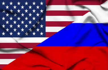 Amerika Birleşik Devletleri ve Rusya bayrağı sallayarak