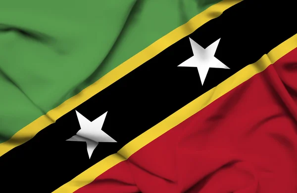 St Kitts and Nevis waving flag — Stock Photo, Image