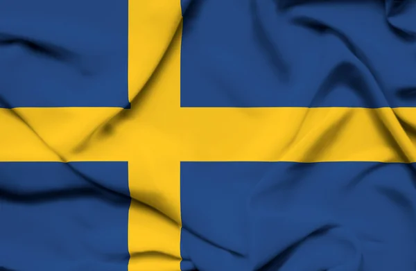 Sverige viftande flagga — Stockfoto