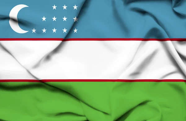 Wapperende vlag van Oezbekistan — Stockfoto