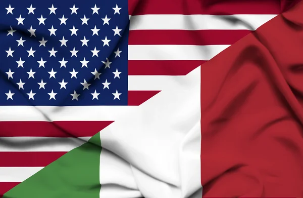 Wielka Brytania i Włochy macha flagą — Zdjęcie stockowe