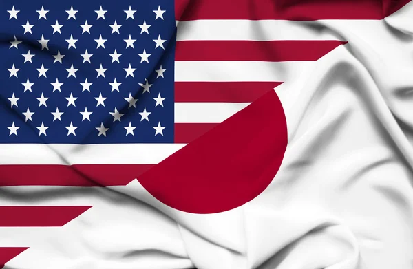 Stany Zjednoczone i Japonia macha flagą — Zdjęcie stockowe
