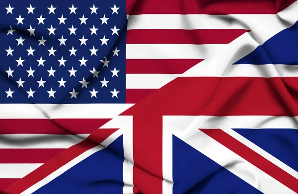 Statele Unite ale Americii și Marea Britanie flutură steagul — Fotografie, imagine de stoc