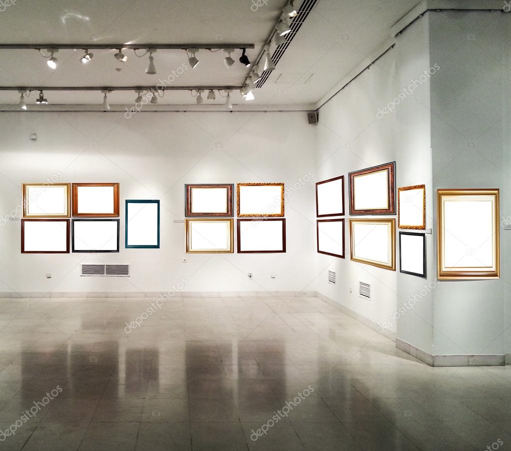 Gallery interior with empty frames