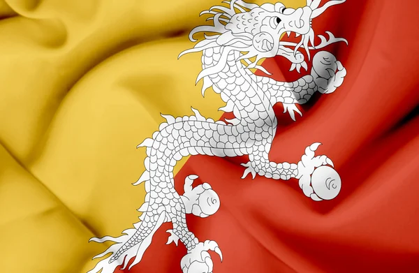 Bhutan viftande flagga — Stockfoto