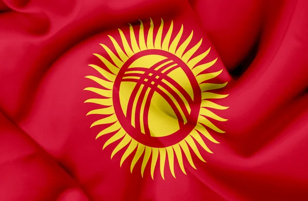 Wapperende vlag van Kirgizië — Stockfoto