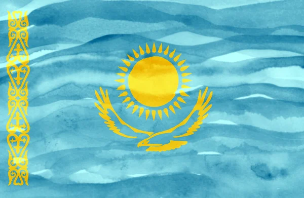 Drapeau peint du Kazakhstan — Photo