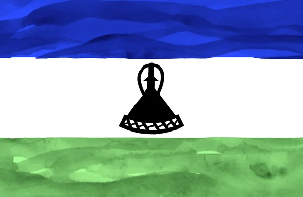Окрашенный флаг Лесото — стоковое фото