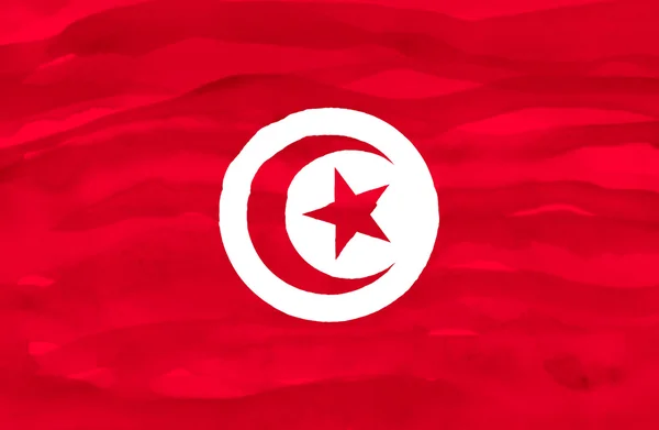 Drapeau peint de Tunisie — Photo